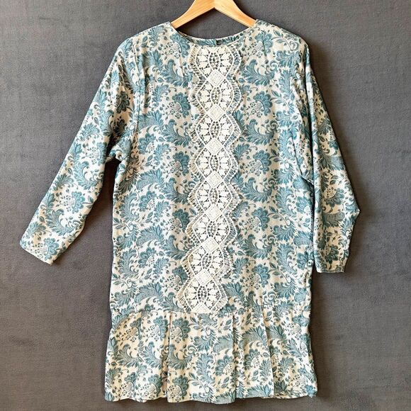 Vintage Jessica McClintock Dress Jacquard Lace-Drop Waist-Back Buttons - Size 6 - Picture 1 of 16